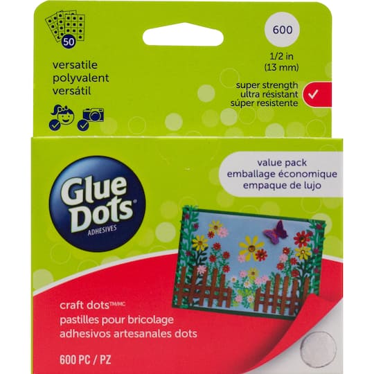 Glue Dots .5&#x22; Craft Dot Sheets Value Pack-600 Clear Dots